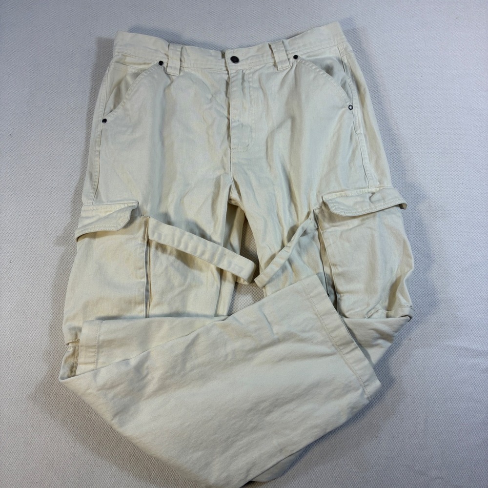 Standard Cloth Urban Outfitters Mens Cargo Pants Cream Strap Zipper Size Medium
